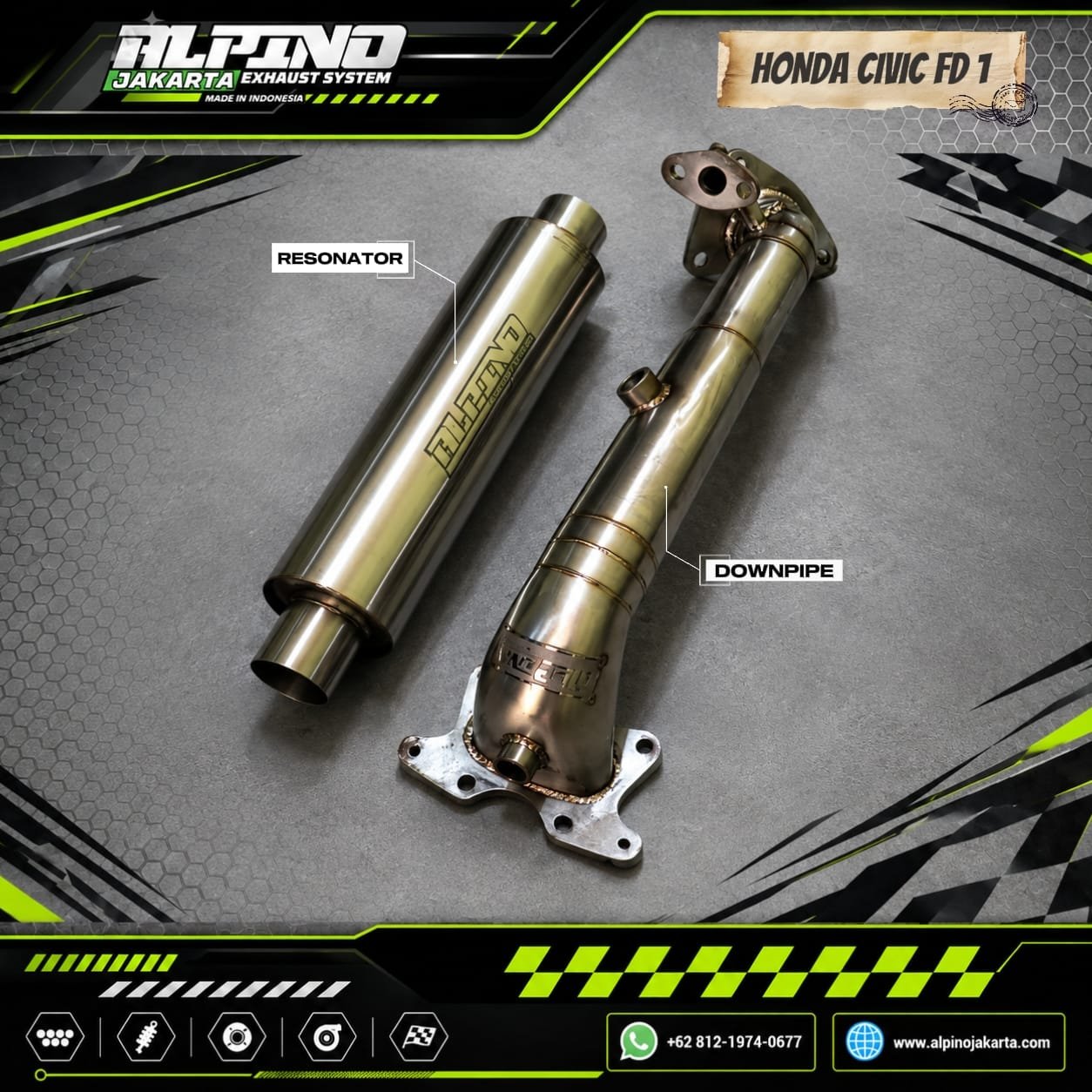 Downpipe + Resonator Civic fd1